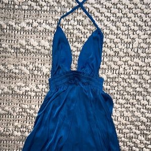 Free People Blue Silky Maxi Dress